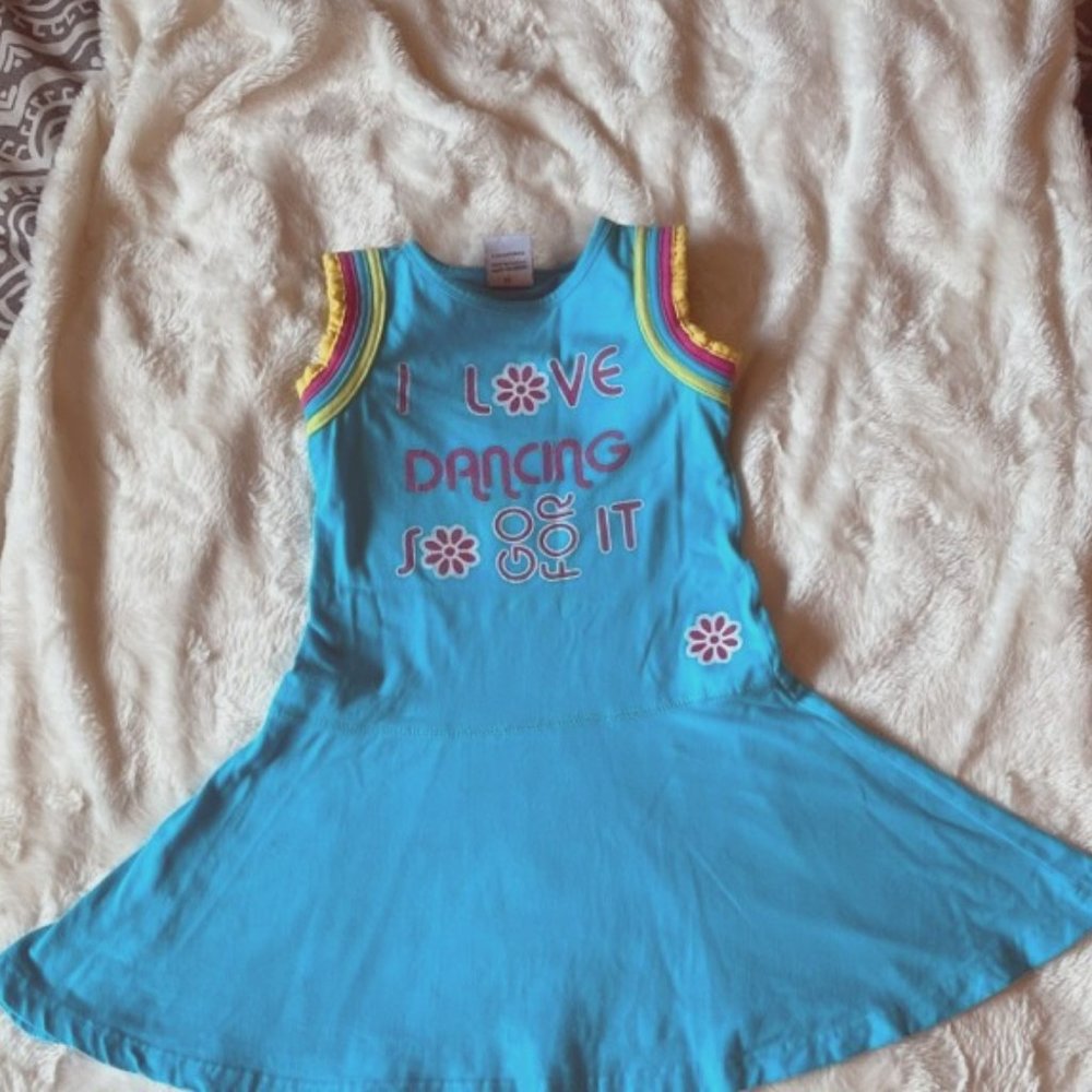 $12 ADD ON Kloz for Kids Blue Sleeveless Dress Girls Size 6 Graphic Cotton Blend